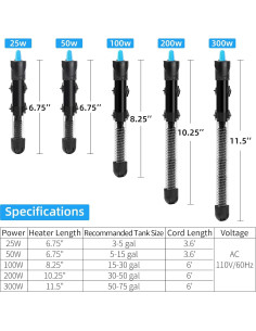 Calentador de Acuario AQUANEAT 25W Sumergible Ajustable 2
