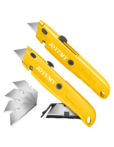 Cortador de Cajas Utilitario JOYUMY Retráctil 2 Paquetes Amarillo