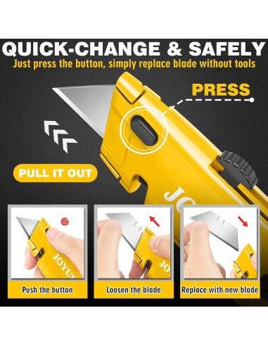Cortador de Cajas Utilitario JOYUMY Retráctil 2 Paquetes Amarillo