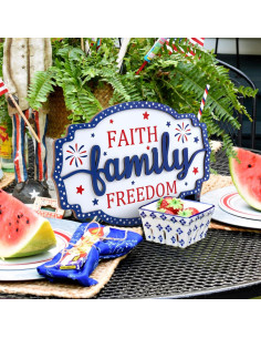 Cartel de Puerta Patriótico HOURIA 32x19.8 cm Fe Familia Libertad 2