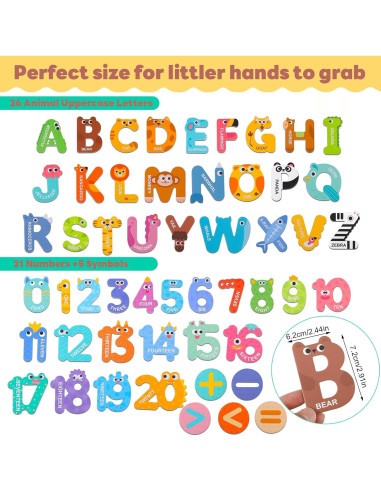 Letras y Números Magnéticos Thboxes 52 Piezas Coloridas