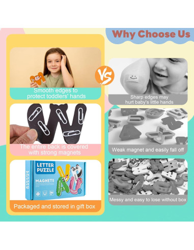 Letras y Números Magnéticos Thboxes 52 Piezas Coloridas