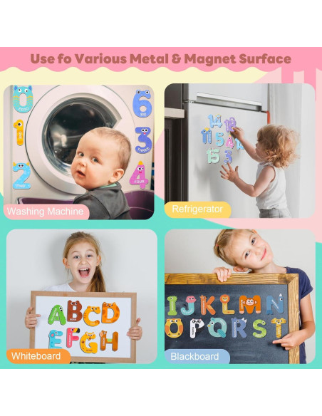 Letras y Números Magnéticos Thboxes 52 Piezas Coloridas