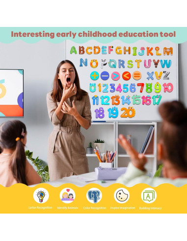 Letras y Números Magnéticos Thboxes 52 Piezas Coloridas