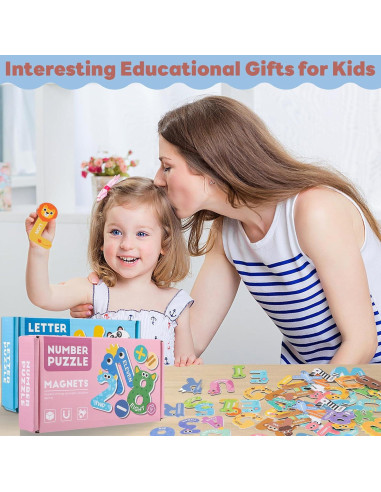 Letras y Números Magnéticos Thboxes 52 Piezas Coloridas