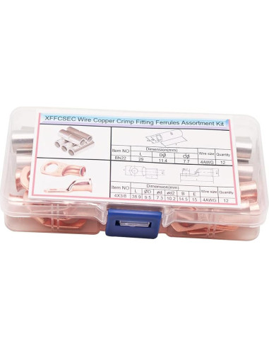 Kit de Conectores de Empalme y Anillo 4AWG XFFCSEC - 24 Piezas