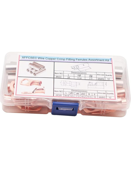 Kit de Conectores de Empalme y Anillo 4AWG XFFCSEC - 24 Piezas
