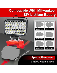 Luz de Trabajo LED Inalámbrica Milwaukee 80W 18V USB Tipo C 2