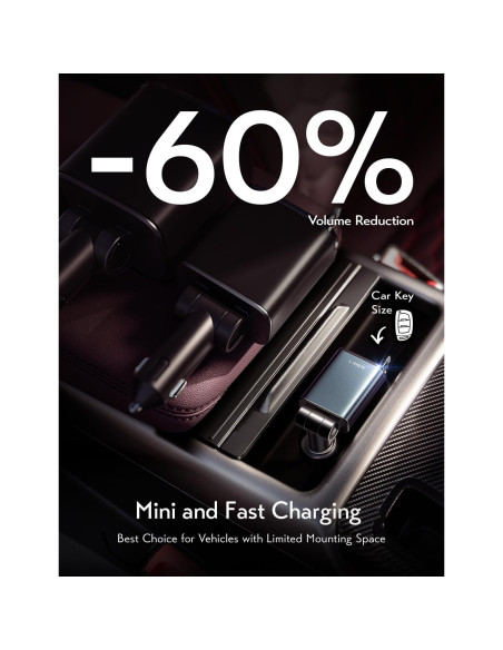 Cargador de Coche USB C LISEN 57W Retráctil para iPhone y Android