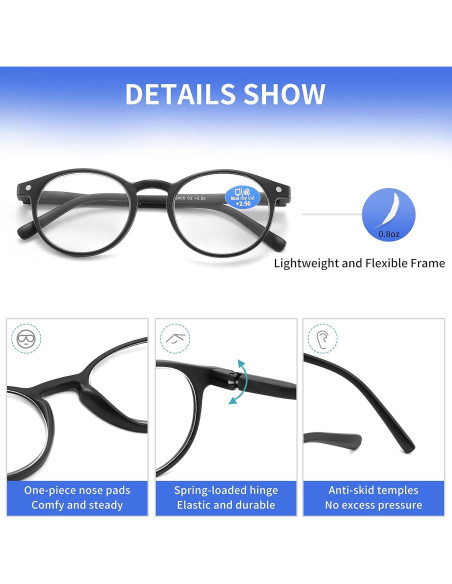 Gafas de Lectura AIKLLY con Filtro Luz Azul - 4 Pares Unisex