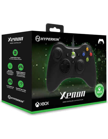 Controlador con cable Hyperkin Xenon Xbox 360 - Negro