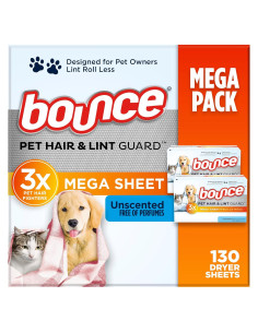 Hojas para Secadora Bounce Mega 130 Unidades Sin Fragancia