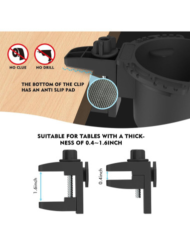 Soporte para Tazas de Escritorio EDSRDUX Negro Mediano Antidesbordamiento