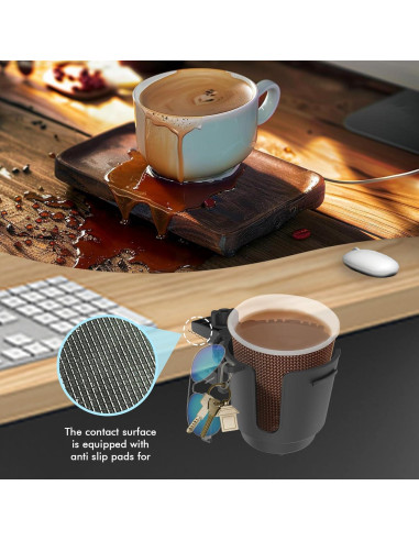 Soporte para Tazas de Escritorio EDSRDUX Negro Mediano Antidesbordamiento
