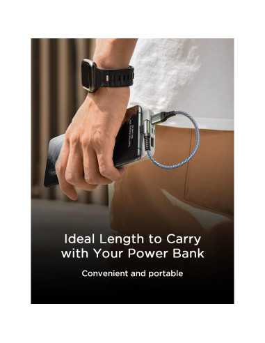 Cable USB C AINOPE 0.15m Cargador Rápido 3.1A Gris