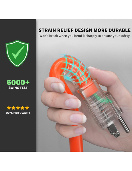 Cable de Extensión 12/3 POWGRN 1 Pie Naranja 3 Salidas