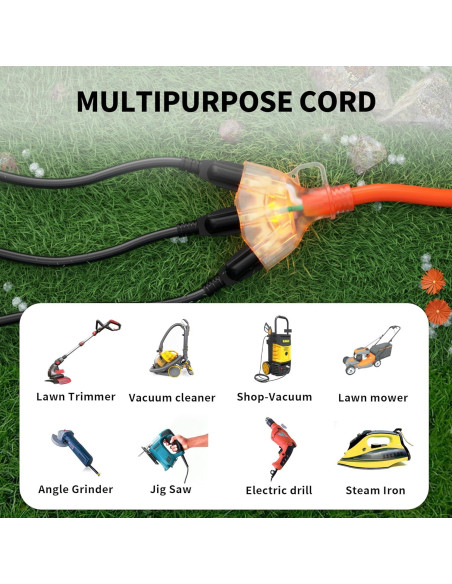 Cable de Extensión 12/3 POWGRN 1 Pie Naranja 3 Salidas