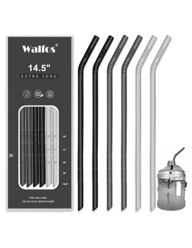 Pajitas de Silicona Reutilizables Walfos 36.83 cm 6-Pack