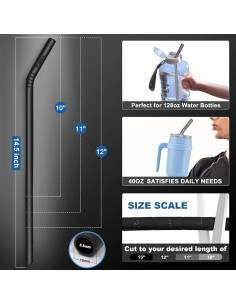 Pajitas de Silicona Reutilizables Walfos 36.83 cm 6-Pack 2