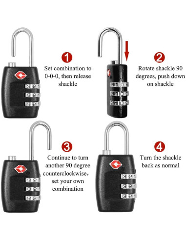 Candado de Combinación DanziX TSA con Tether de Acero Inoxidable