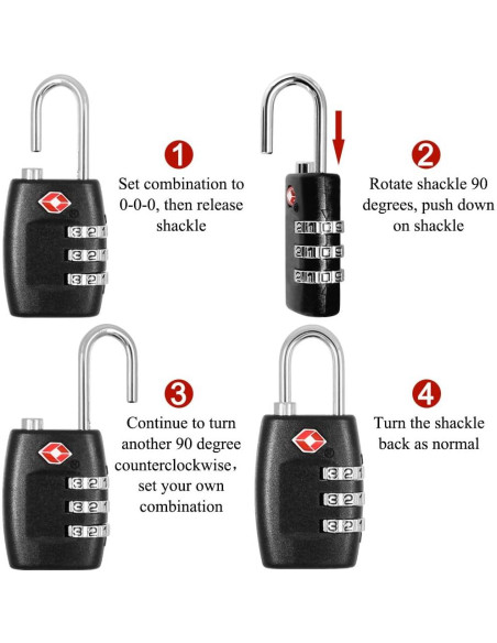 Candado de Combinación DanziX TSA con Tether de Acero Inoxidable