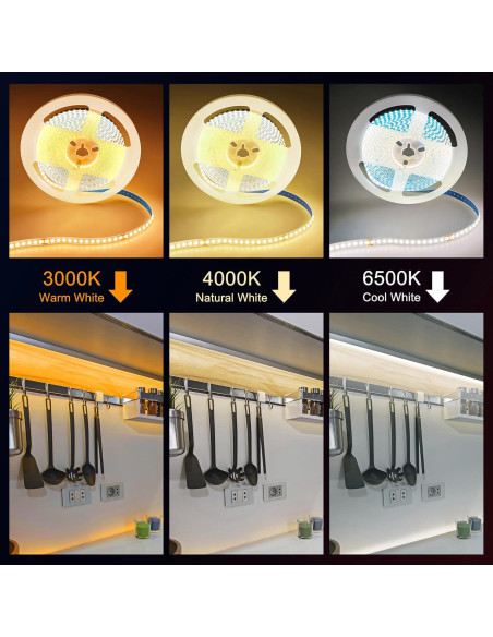 Tira de Luz LED COB 5m QooWare 6500K Regulable 910 LEDs