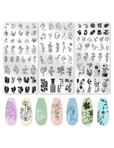 Juego de Plantillas de Estampado de Uñas Beinkmake 3 Piezas