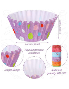 Forros de Cupcake Mini Funtery 600 Piezas Papel Resistente 2