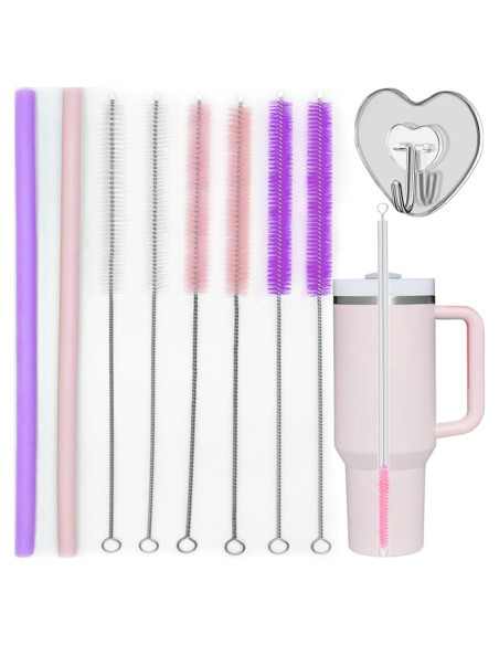 Cepillo Limpiador de Popotes FCpoipoi 30.48 cm + 2 Popotes Silicona