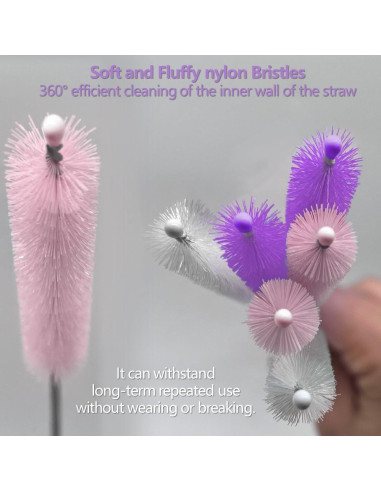 Cepillo Limpiador de Popotes FCpoipoi 30.48 cm + 2 Popotes Silicona