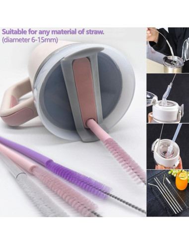 Cepillo Limpiador de Popotes FCpoipoi 30.48 cm + 2 Popotes Silicona