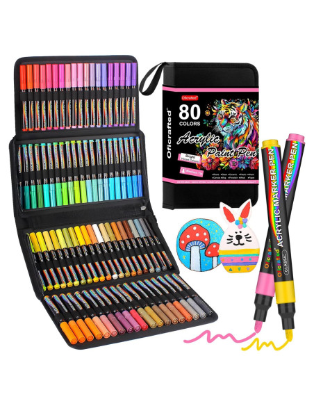 80 Marcadores de Pintura Acrílica Oficrafted - Multicolor, Punta Fina