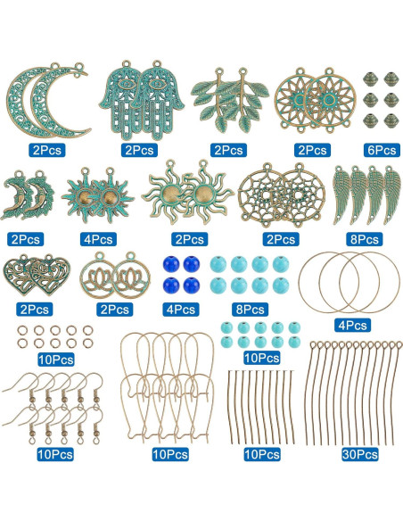 Kit de Joyería DIY SUNNYCLUE 10 Pares Aretes Vintage Boho