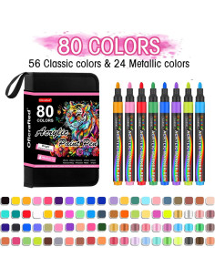 80 Marcadores de Pintura Acrílica Oficrafted - Multicolor, Punta Fina 2