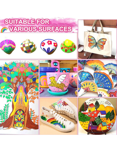 80 Marcadores de Pintura Acrílica Oficrafted - Multicolor, Punta Fina