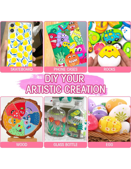 80 Marcadores de Pintura Acrílica Oficrafted - Multicolor, Punta Fina