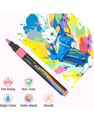 80 Marcadores de Pintura Acrílica Oficrafted - Multicolor, Punta Fina