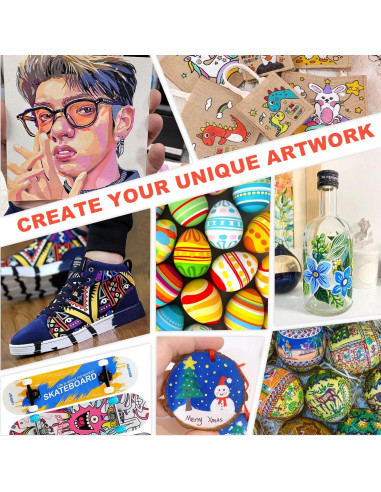 80 Marcadores de Pintura Acrílica Oficrafted - Multicolor, Punta Fina