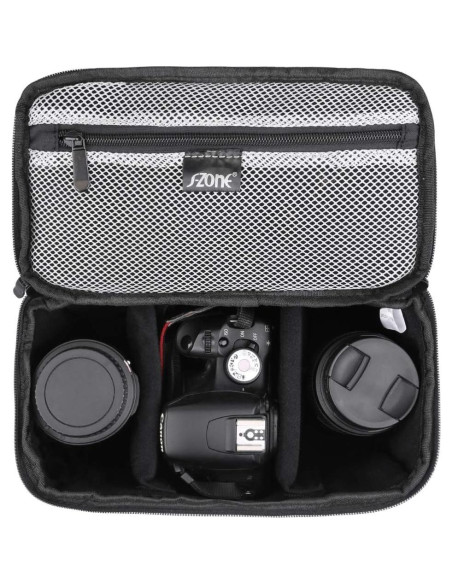 Bolsa de Cámara Plegable Acolchada S-ZONE para DSLR Negro