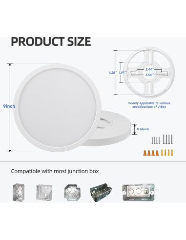 Luz de Techo LED Empotrada ECOELER 24W 1800Lm 9" 5 Temperaturas