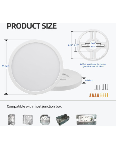 Luz de Techo LED Empotrada ECOELER 24W 1800Lm 9" 5 Temperaturas