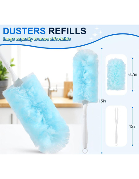 10 Recargas Plumero Desechables Wlich 360 Microfibra Azul