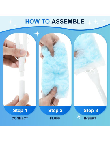 10 Recargas Plumero Desechables Wlich 360 Microfibra Azul