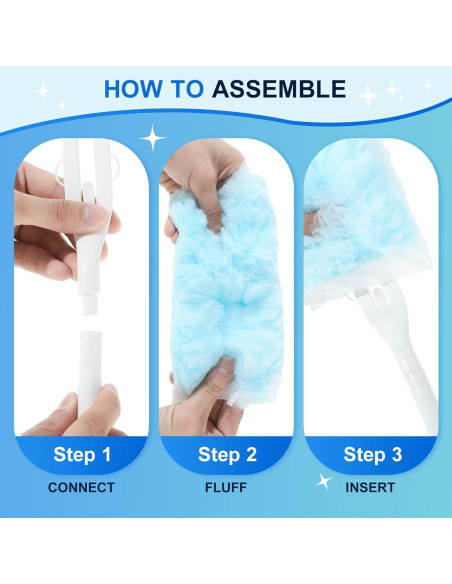 10 Recargas Plumero Desechables Wlich 360 Microfibra Azul