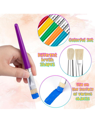 20 Pinceles para Niños YGAOHF - Redondos y Planos, 16.5 cm