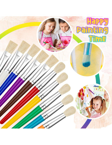 20 Pinceles para Niños YGAOHF - Redondos y Planos, 16.5 cm