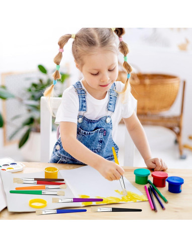 20 Pinceles para Niños YGAOHF - Redondos y Planos, 16.5 cm