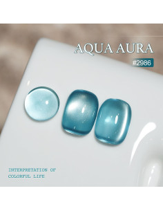 Gel de Uñas Holográfico GAOY 16ml Ojo de Gato Aura Acuática 2