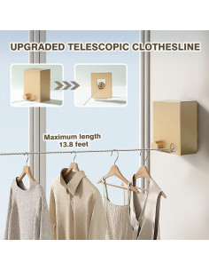 Cuerda de Ropa Retráctil XIOQINE 4.22m Acero Inoxidable Dorado 2