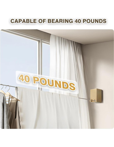 Cuerda de Ropa Retráctil XIOQINE 4.22m Acero Inoxidable Dorado